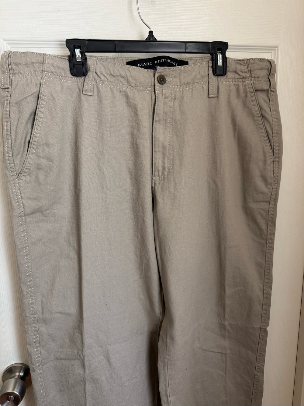 "Marc Anthony Men's Beige Linen/Cotton Blend
Drawstring Pants, Size 38x32" (EUC) - Picture 2 of 12